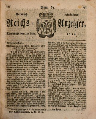 Kaiserlich privilegirter Reichs-Anzeiger (Allgemeiner Anzeiger der Deutschen) Donnerstag 14. März 1799