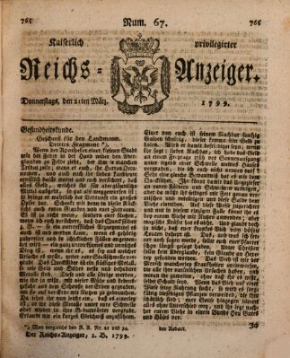 Kaiserlich privilegirter Reichs-Anzeiger (Allgemeiner Anzeiger der Deutschen) Donnerstag 21. März 1799