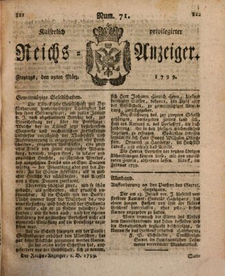 Kaiserlich privilegirter Reichs-Anzeiger (Allgemeiner Anzeiger der Deutschen) Freitag 29. März 1799