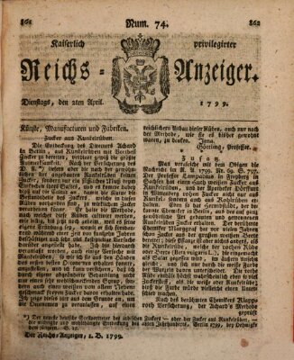 Kaiserlich privilegirter Reichs-Anzeiger (Allgemeiner Anzeiger der Deutschen) Dienstag 2. April 1799
