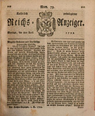 Kaiserlich privilegirter Reichs-Anzeiger (Allgemeiner Anzeiger der Deutschen) Montag 8. April 1799