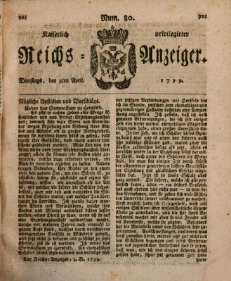 Kaiserlich privilegirter Reichs-Anzeiger (Allgemeiner Anzeiger der Deutschen) Dienstag 9. April 1799