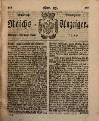 Kaiserlich privilegirter Reichs-Anzeiger (Allgemeiner Anzeiger der Deutschen) Freitag 12. April 1799