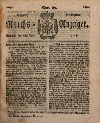 Kaiserlich privilegirter Reichs-Anzeiger (Allgemeiner Anzeiger der Deutschen) Samstag 20. April 1799