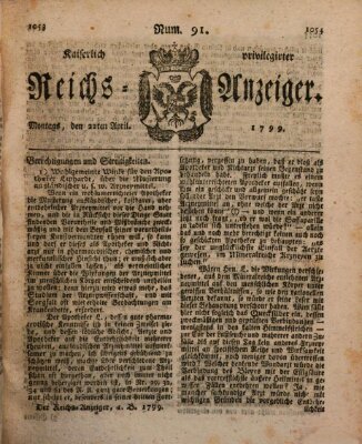 Kaiserlich privilegirter Reichs-Anzeiger (Allgemeiner Anzeiger der Deutschen) Montag 22. April 1799