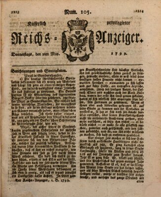 Kaiserlich privilegirter Reichs-Anzeiger (Allgemeiner Anzeiger der Deutschen) Donnerstag 9. Mai 1799