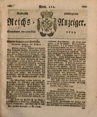 Kaiserlich privilegirter Reichs-Anzeiger (Allgemeiner Anzeiger der Deutschen) Samstag 18. Mai 1799