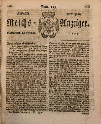 Kaiserlich privilegirter Reichs-Anzeiger (Allgemeiner Anzeiger der Deutschen) Samstag 8. Juni 1799