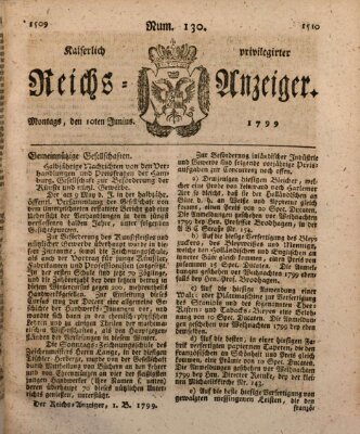 Kaiserlich privilegirter Reichs-Anzeiger (Allgemeiner Anzeiger der Deutschen) Montag 10. Juni 1799