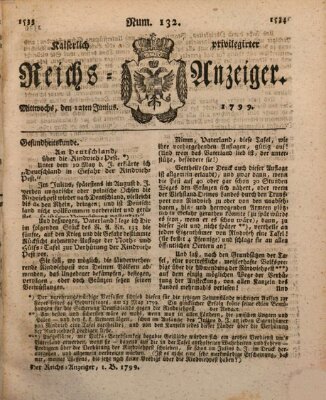 Kaiserlich privilegirter Reichs-Anzeiger (Allgemeiner Anzeiger der Deutschen) Mittwoch 12. Juni 1799