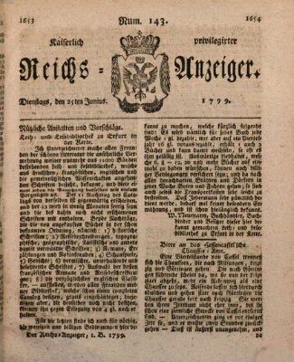Kaiserlich privilegirter Reichs-Anzeiger (Allgemeiner Anzeiger der Deutschen) Dienstag 25. Juni 1799