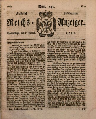 Kaiserlich privilegirter Reichs-Anzeiger (Allgemeiner Anzeiger der Deutschen) Donnerstag 27. Juni 1799