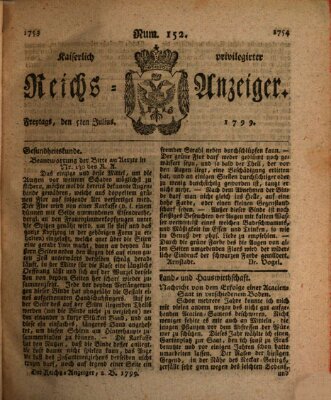 Kaiserlich privilegirter Reichs-Anzeiger (Allgemeiner Anzeiger der Deutschen) Freitag 5. Juli 1799