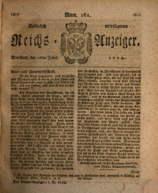 Kaiserlich privilegirter Reichs-Anzeiger (Allgemeiner Anzeiger der Deutschen) Dienstag 16. Juli 1799