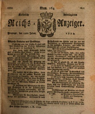 Kaiserlich privilegirter Reichs-Anzeiger (Allgemeiner Anzeiger der Deutschen) Freitag 19. Juli 1799