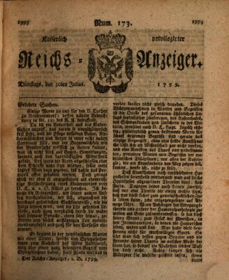 Kaiserlich privilegirter Reichs-Anzeiger (Allgemeiner Anzeiger der Deutschen) Dienstag 30. Juli 1799