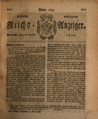 Kaiserlich privilegirter Reichs-Anzeiger (Allgemeiner Anzeiger der Deutschen) Mittwoch 31. Juli 1799