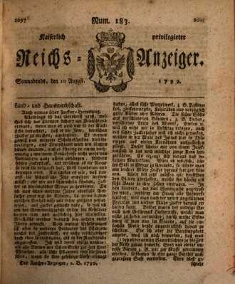 Kaiserlich privilegirter Reichs-Anzeiger (Allgemeiner Anzeiger der Deutschen) Samstag 10. August 1799