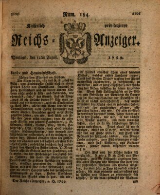 Kaiserlich privilegirter Reichs-Anzeiger (Allgemeiner Anzeiger der Deutschen) Montag 12. August 1799