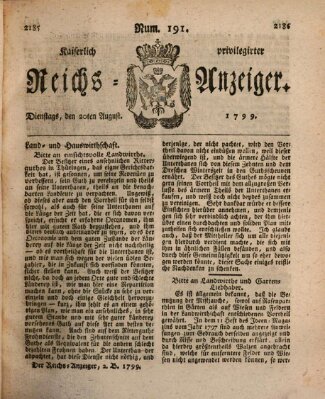 Kaiserlich privilegirter Reichs-Anzeiger (Allgemeiner Anzeiger der Deutschen) Dienstag 20. August 1799