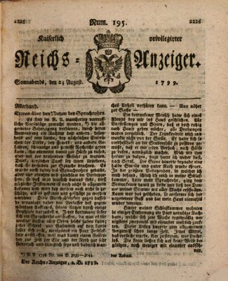 Kaiserlich privilegirter Reichs-Anzeiger (Allgemeiner Anzeiger der Deutschen) Samstag 24. August 1799