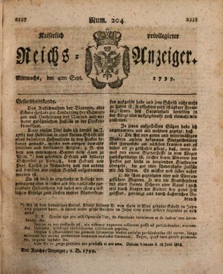 Kaiserlich privilegirter Reichs-Anzeiger (Allgemeiner Anzeiger der Deutschen) Mittwoch 4. September 1799