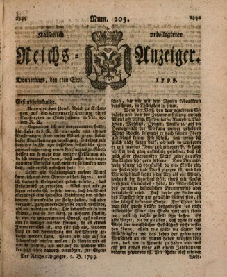 Kaiserlich privilegirter Reichs-Anzeiger (Allgemeiner Anzeiger der Deutschen) Donnerstag 5. September 1799