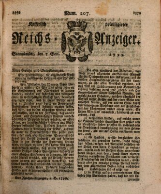 Kaiserlich privilegirter Reichs-Anzeiger (Allgemeiner Anzeiger der Deutschen) Samstag 7. September 1799