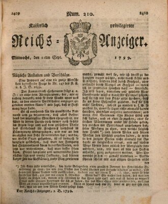 Kaiserlich privilegirter Reichs-Anzeiger (Allgemeiner Anzeiger der Deutschen) Mittwoch 11. September 1799