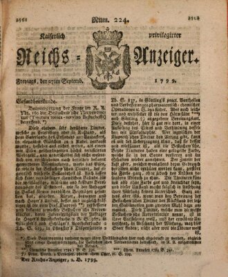 Kaiserlich privilegirter Reichs-Anzeiger (Allgemeiner Anzeiger der Deutschen) Freitag 27. September 1799