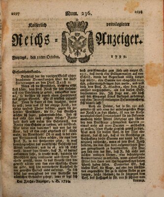 Kaiserlich privilegirter Reichs-Anzeiger (Allgemeiner Anzeiger der Deutschen) Freitag 11. Oktober 1799