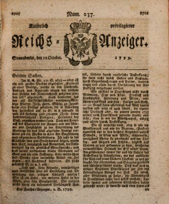 Kaiserlich privilegirter Reichs-Anzeiger (Allgemeiner Anzeiger der Deutschen) Samstag 12. Oktober 1799