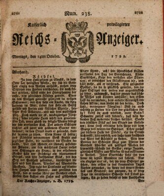 Kaiserlich privilegirter Reichs-Anzeiger (Allgemeiner Anzeiger der Deutschen) Montag 14. Oktober 1799