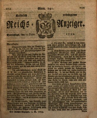 Kaiserlich privilegirter Reichs-Anzeiger (Allgemeiner Anzeiger der Deutschen) Donnerstag 17. Oktober 1799