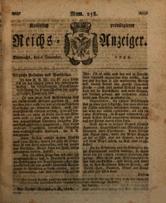 Kaiserlich privilegirter Reichs-Anzeiger (Allgemeiner Anzeiger der Deutschen) Mittwoch 6. November 1799