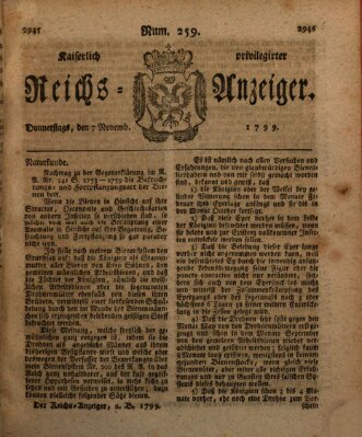 Kaiserlich privilegirter Reichs-Anzeiger (Allgemeiner Anzeiger der Deutschen) Donnerstag 7. November 1799