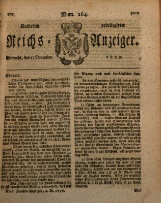 Kaiserlich privilegirter Reichs-Anzeiger (Allgemeiner Anzeiger der Deutschen) Mittwoch 13. November 1799