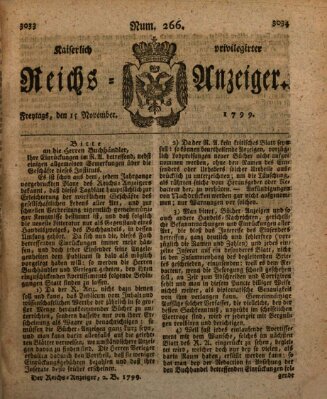 Kaiserlich privilegirter Reichs-Anzeiger (Allgemeiner Anzeiger der Deutschen) Freitag 15. November 1799