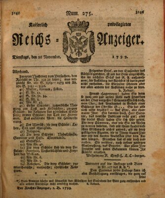 Kaiserlich privilegirter Reichs-Anzeiger (Allgemeiner Anzeiger der Deutschen) Dienstag 26. November 1799