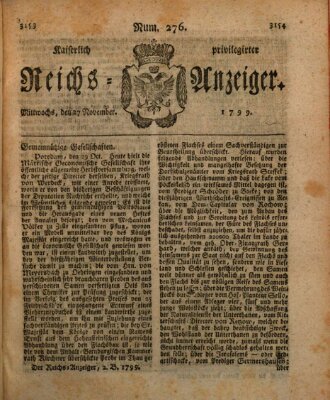 Kaiserlich privilegirter Reichs-Anzeiger (Allgemeiner Anzeiger der Deutschen) Mittwoch 27. November 1799