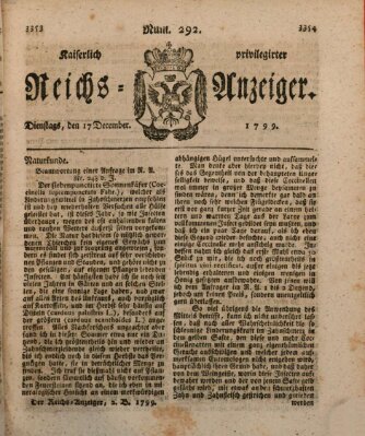 Kaiserlich privilegirter Reichs-Anzeiger (Allgemeiner Anzeiger der Deutschen) Dienstag 17. Dezember 1799