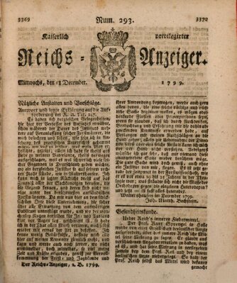 Kaiserlich privilegirter Reichs-Anzeiger (Allgemeiner Anzeiger der Deutschen) Mittwoch 18. Dezember 1799