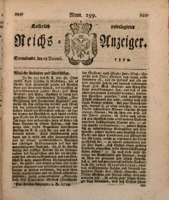 Kaiserlich privilegirter Reichs-Anzeiger (Allgemeiner Anzeiger der Deutschen) Samstag 28. Dezember 1799