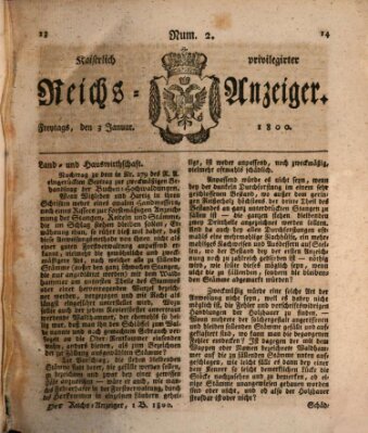 Kaiserlich privilegirter Reichs-Anzeiger (Allgemeiner Anzeiger der Deutschen) Freitag 3. Januar 1800