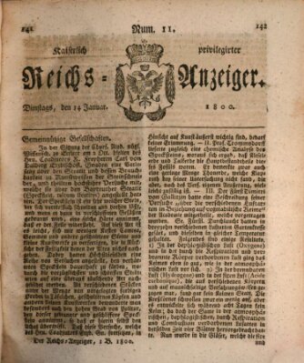 Kaiserlich privilegirter Reichs-Anzeiger (Allgemeiner Anzeiger der Deutschen) Dienstag 14. Januar 1800