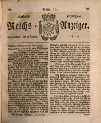 Kaiserlich privilegirter Reichs-Anzeiger (Allgemeiner Anzeiger der Deutschen) Donnerstag 16. Januar 1800