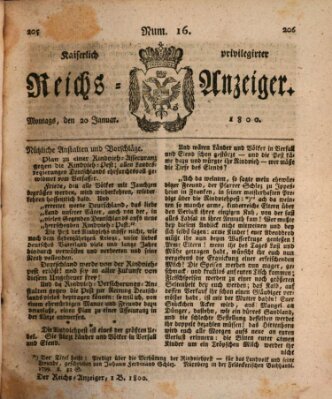 Kaiserlich privilegirter Reichs-Anzeiger (Allgemeiner Anzeiger der Deutschen) Montag 20. Januar 1800