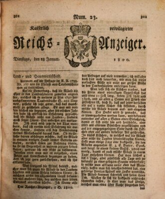 Kaiserlich privilegirter Reichs-Anzeiger (Allgemeiner Anzeiger der Deutschen) Dienstag 28. Januar 1800