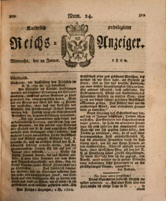 Kaiserlich privilegirter Reichs-Anzeiger (Allgemeiner Anzeiger der Deutschen) Mittwoch 29. Januar 1800