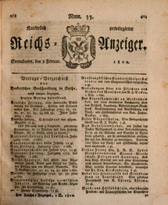 Kaiserlich privilegirter Reichs-Anzeiger (Allgemeiner Anzeiger der Deutschen) Samstag 8. Februar 1800